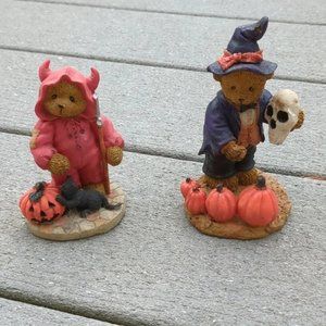 Set of Nantucket Wooden Halloween Bear Figurines